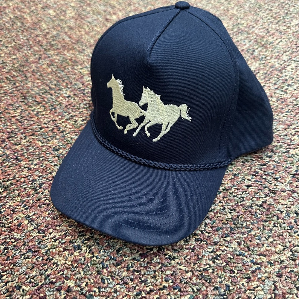 Kings of Leon 2025 concert merch Navy Blue mustang hat